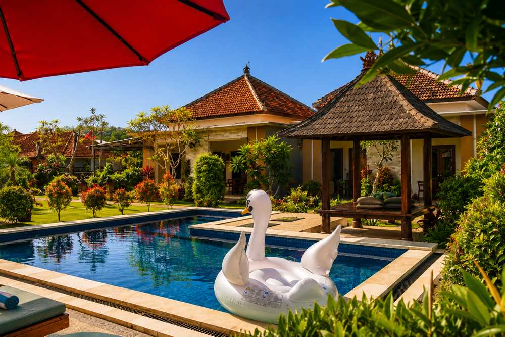 Kolam dan taman Uluwatu Jungle Villa